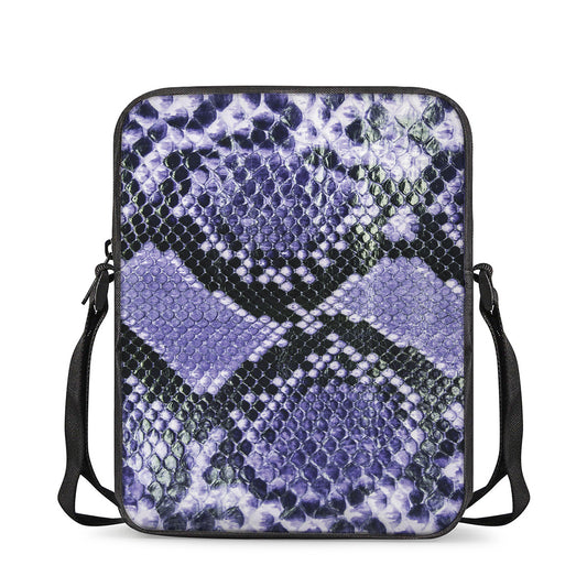Blue And Black Snakeskin Print Rectangular Crossbody Bag