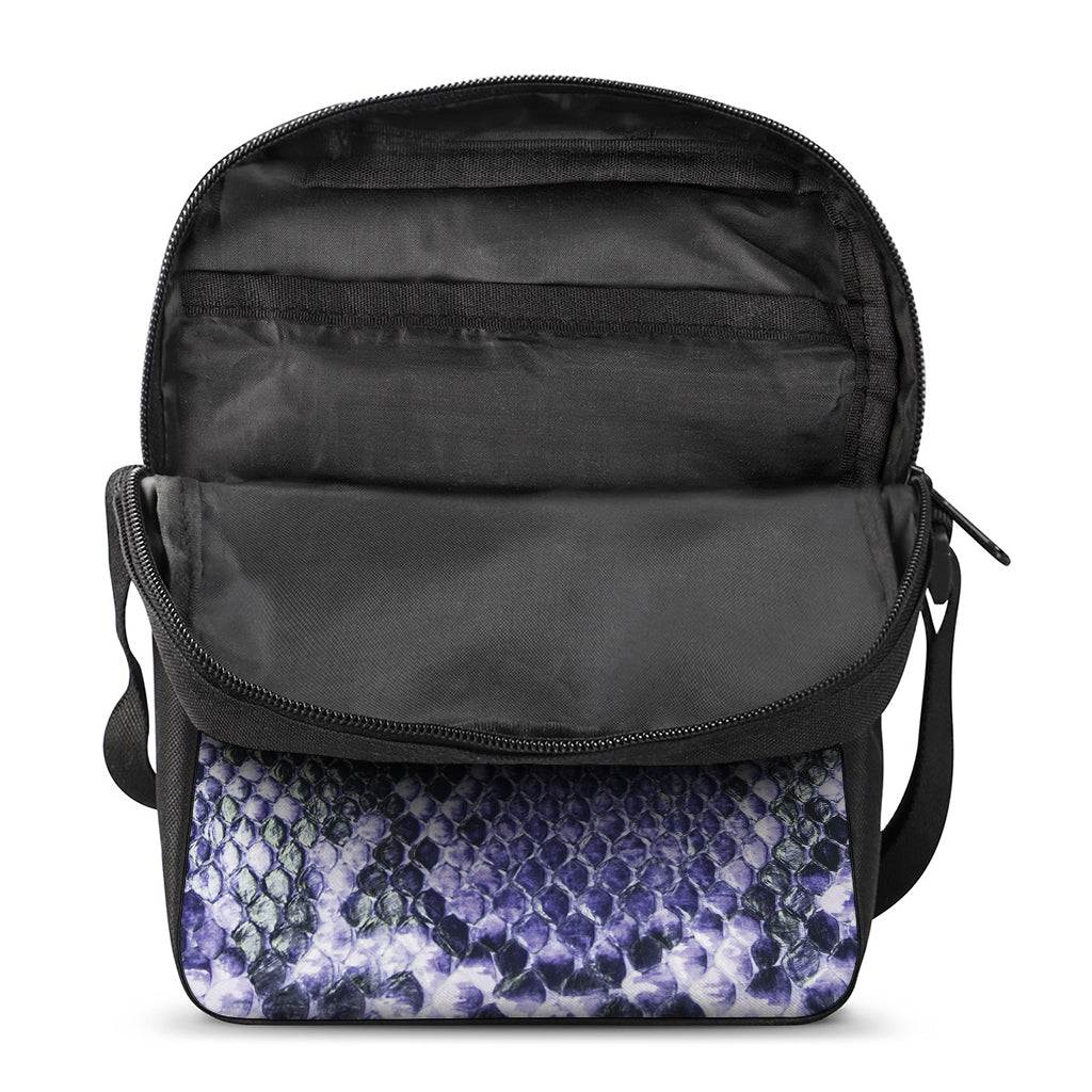 Blue And Black Snakeskin Print Rectangular Crossbody Bag