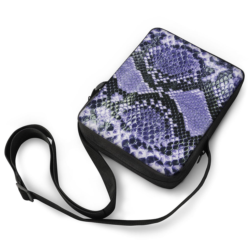 Blue And Black Snakeskin Print Rectangular Crossbody Bag