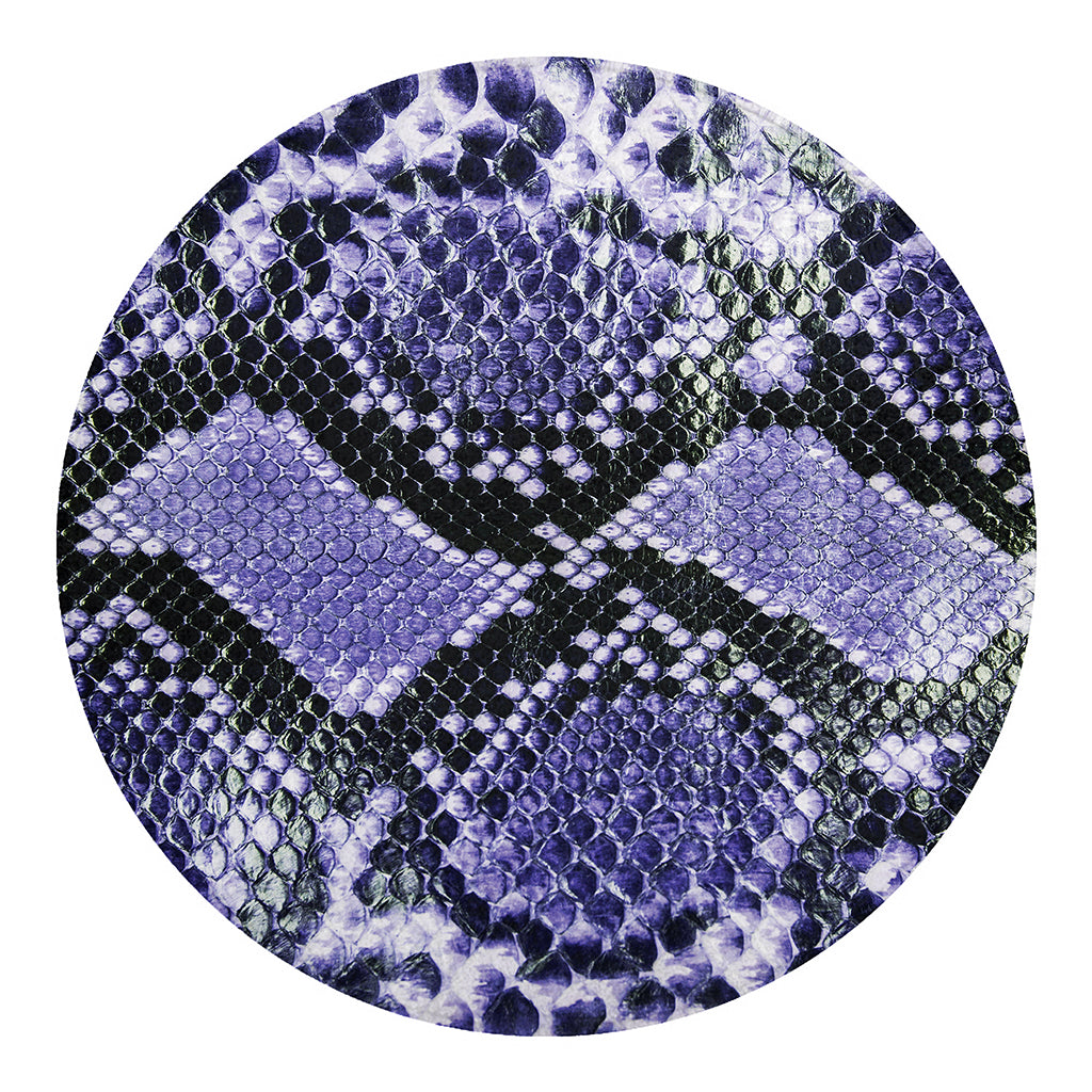 Blue And Black Snakeskin Print Round Blanket