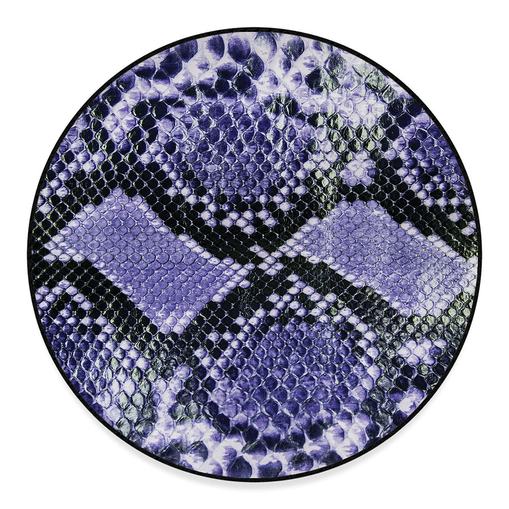 Blue And Black Snakeskin Print Round Floor Mat
