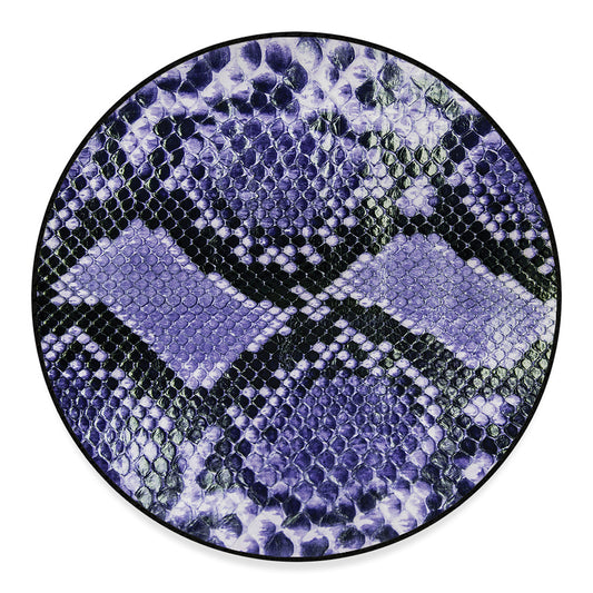 Blue And Black Snakeskin Print Round Floor Mat