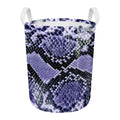 Blue And Black Snakeskin Print Round Laundry Basket
