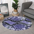 Blue And Black Snakeskin Print Round Rug