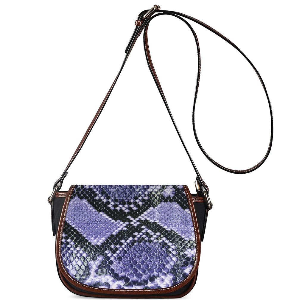 Blue And Black Snakeskin Print Saddle Bag