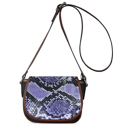 Blue And Black Snakeskin Print Saddle Bag