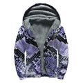 Blue And Black Snakeskin Print Sherpa Lined Zip Up Hoodie