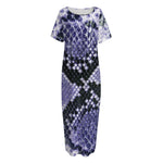 Blue And Black Snakeskin Print Short Sleeve Long Nightdress