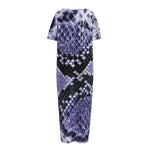 Blue And Black Snakeskin Print Short Sleeve Long Nightdress