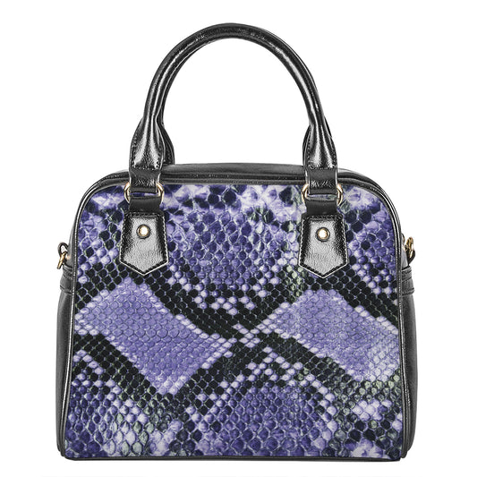 Blue And Black Snakeskin Print Shoulder Handbag