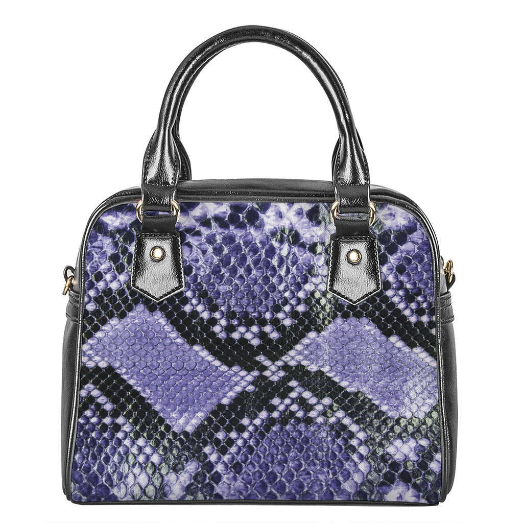 Blue And Black Snakeskin Print Shoulder Handbag