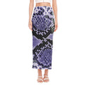 Blue And Black Snakeskin Print Side Slit Maxi Skirt