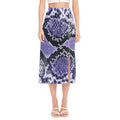Blue And Black Snakeskin Print Side Slit Midi Skirt