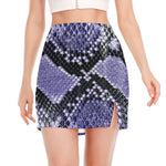 Blue And Black Snakeskin Print Side Slit Mini Skirt