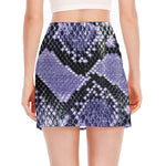 Blue And Black Snakeskin Print Side Slit Mini Skirt