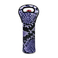 Blue And Black Snakeskin Print Single Neoprene Wine Tote