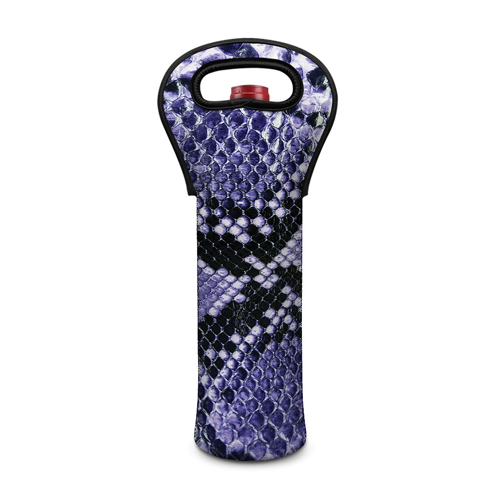 Blue And Black Snakeskin Print Single Neoprene Wine Tote