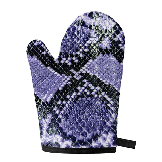 Blue And Black Snakeskin Print Single Oven Mitt