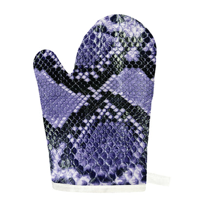 Blue And Black Snakeskin Print Single Oven Mitt