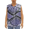 Blue And Black Snakeskin Print Sleeveless Baseball Jersey