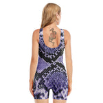 Blue And Black Snakeskin Print Sleeveless One Piece Swimsuit