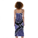 Blue And Black Snakeskin Print Slim Fit Midi Cami Dress