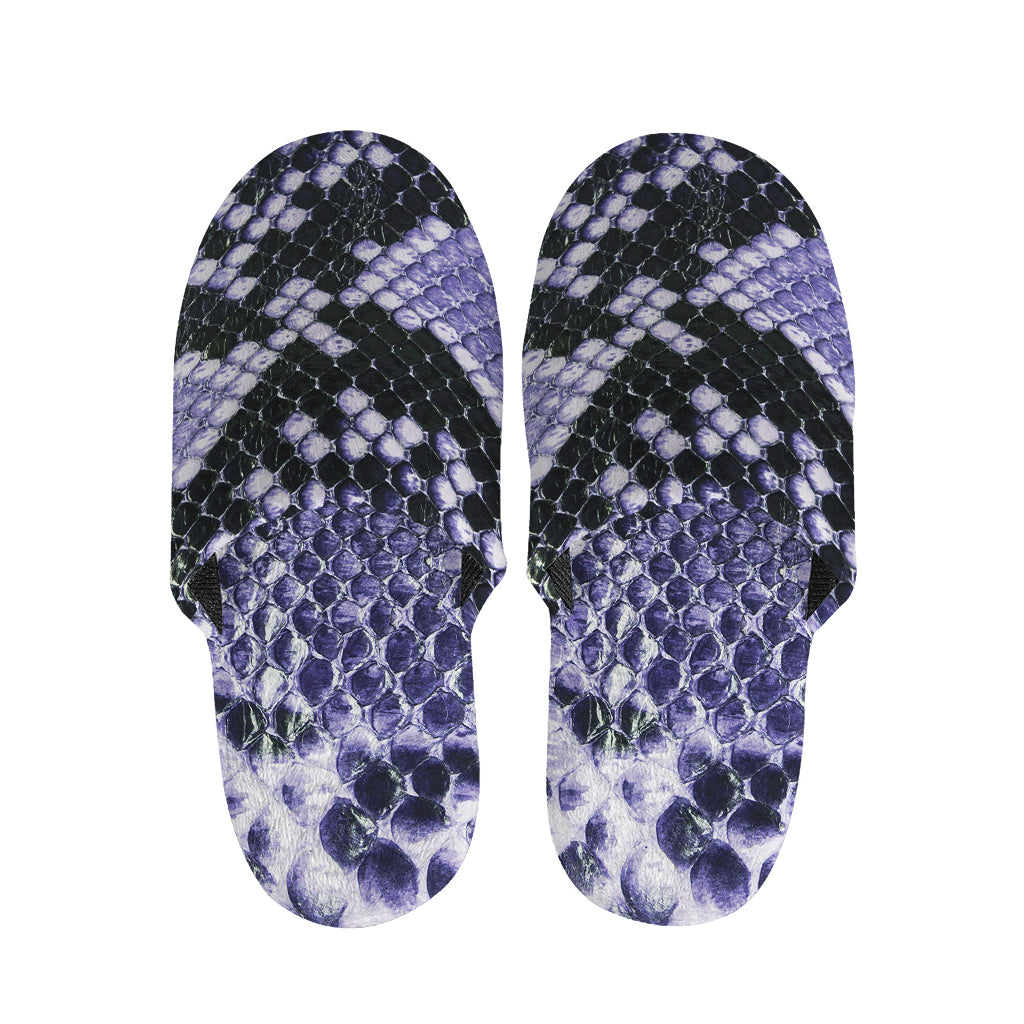 Blue And Black Snakeskin Print Slippers