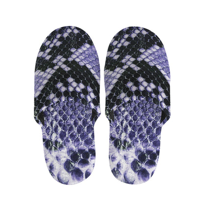 Blue And Black Snakeskin Print Slippers