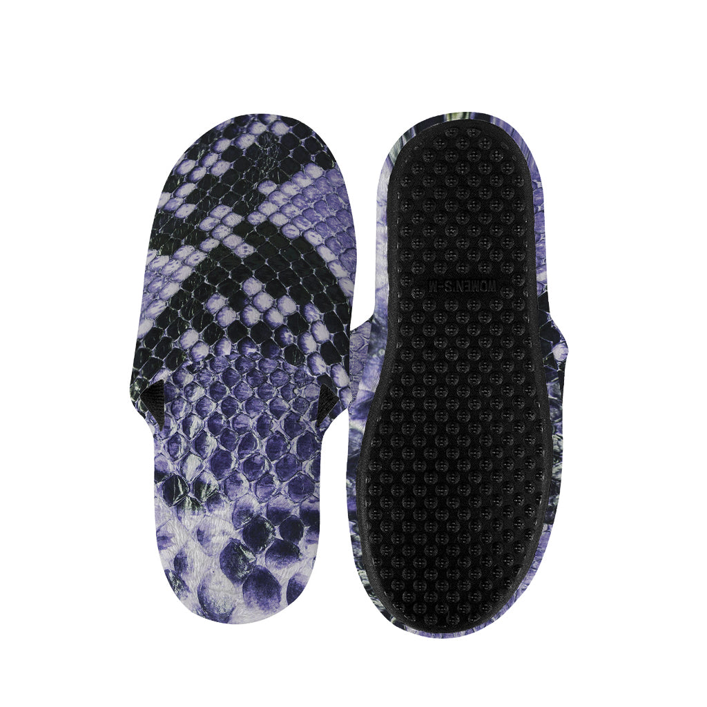 Blue And Black Snakeskin Print Slippers
