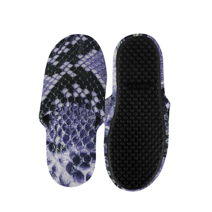 Blue And Black Snakeskin Print Slippers