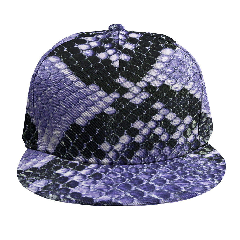 Blue And Black Snakeskin Print Snapback Cap