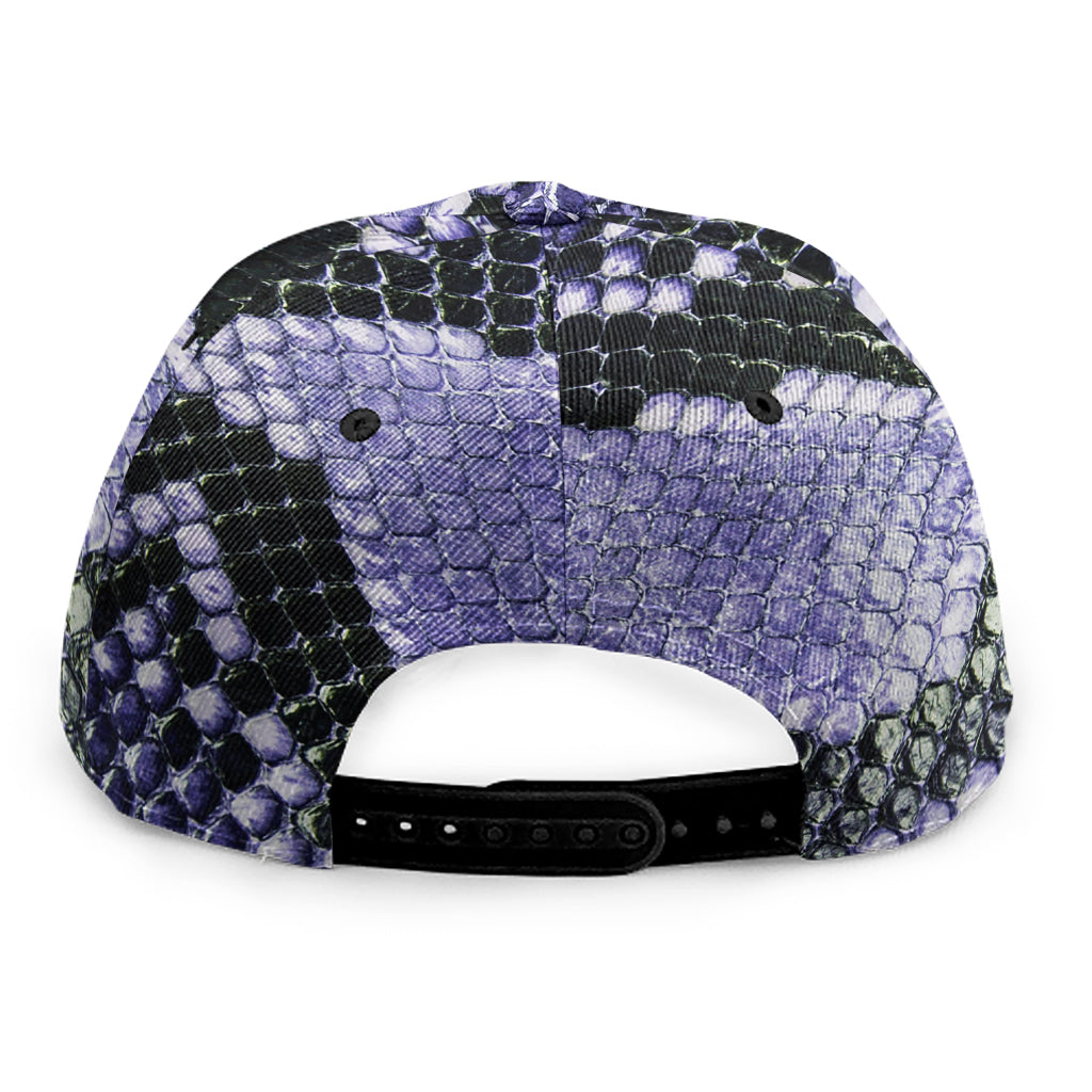 Blue And Black Snakeskin Print Snapback Cap