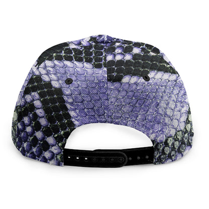 Blue And Black Snakeskin Print Snapback Cap