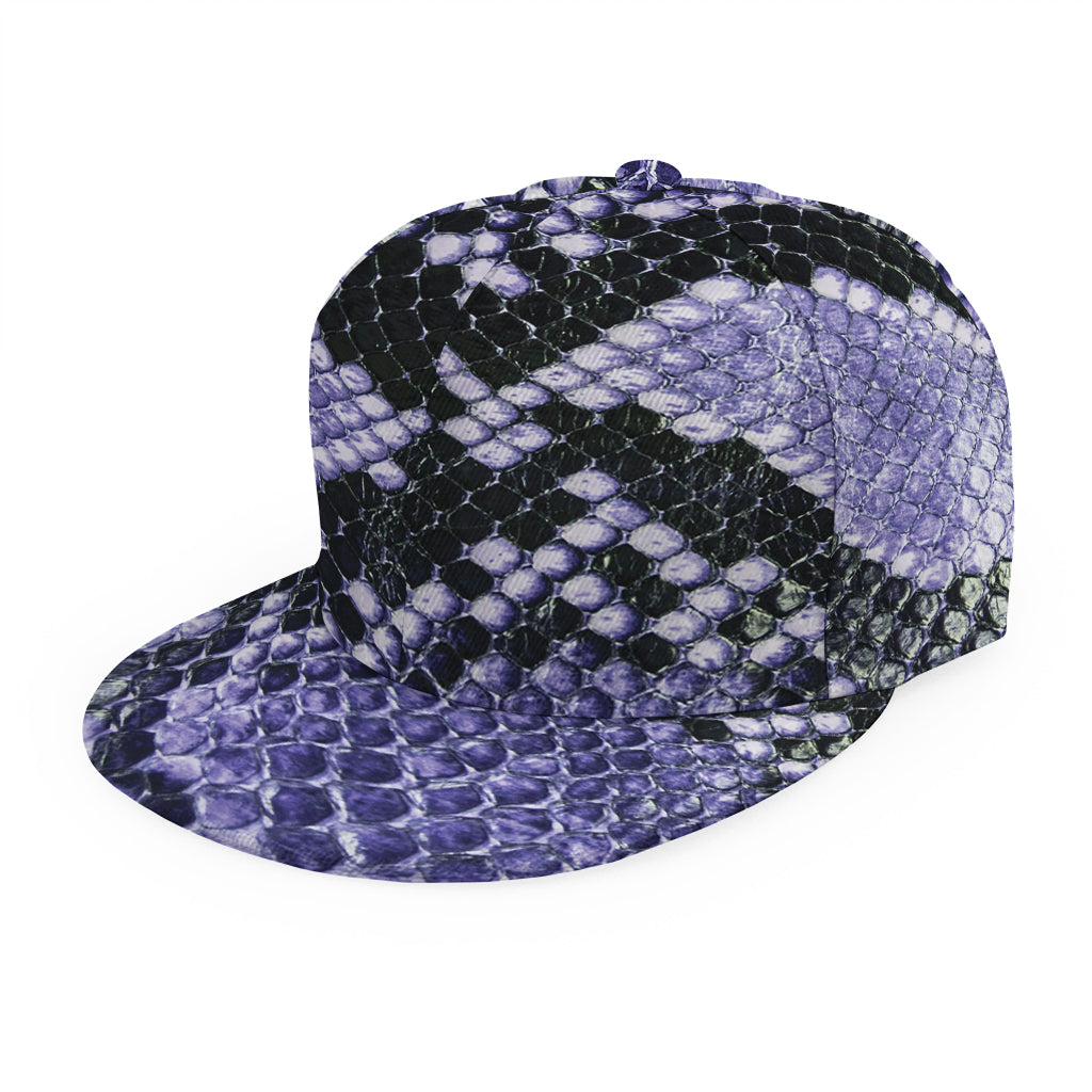 Blue And Black Snakeskin Print Snapback Cap