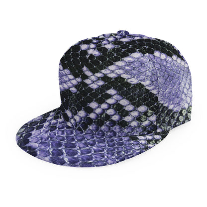 Blue And Black Snakeskin Print Snapback Cap