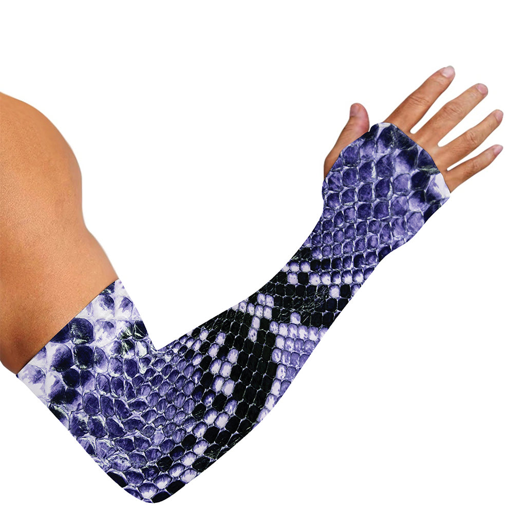 Blue And Black Snakeskin Print Sun Protection Arm Sleeves