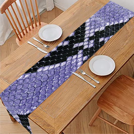 Blue And Black Snakeskin Print Table Runner