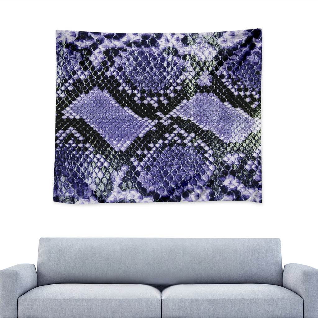Blue And Black Snakeskin Print Tapestry