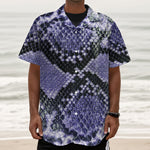 Blue And Black Snakeskin Print Textured Short Sleeve Shirt