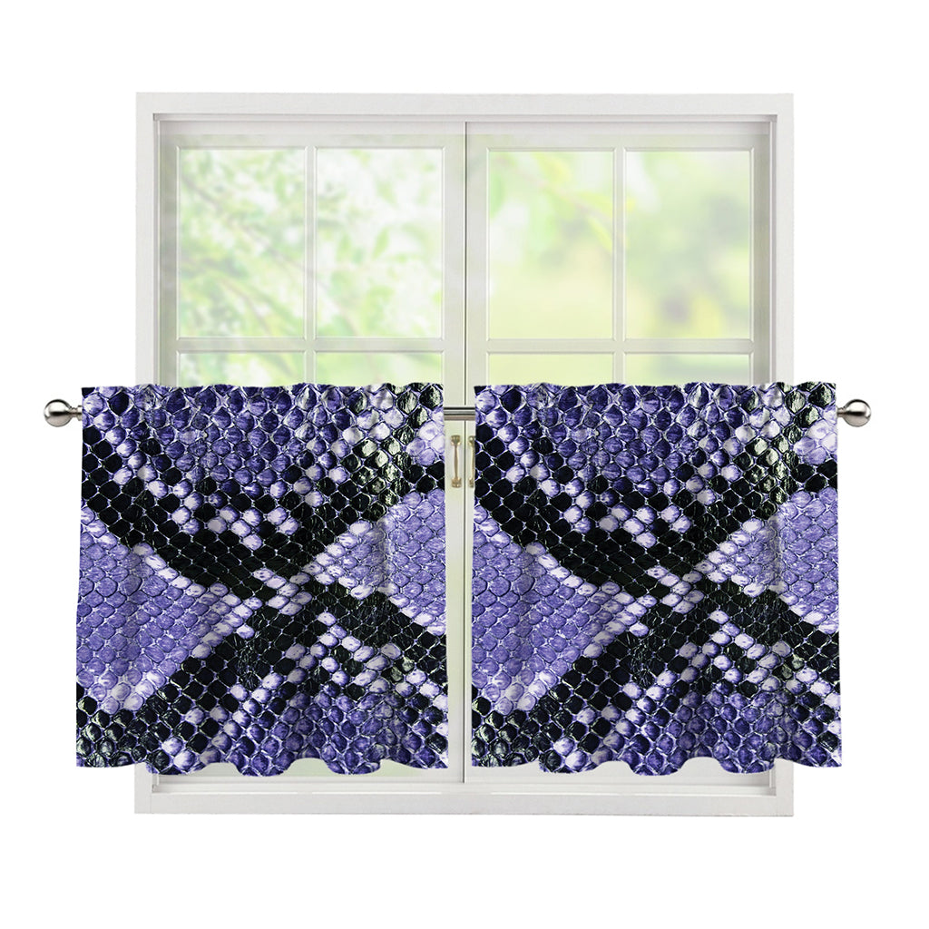 Blue And Black Snakeskin Print Tier Curtains