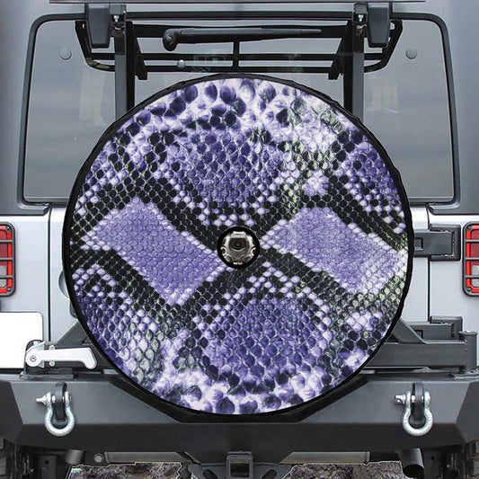 Blue And Black Snakeskin Print Tire Cover With Camera Hole