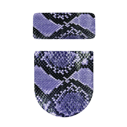 Blue And Black Snakeskin Print Toilet Lid And Tank Cover Set