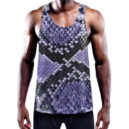 Blue And Black Snakeskin Print Training Tank Top