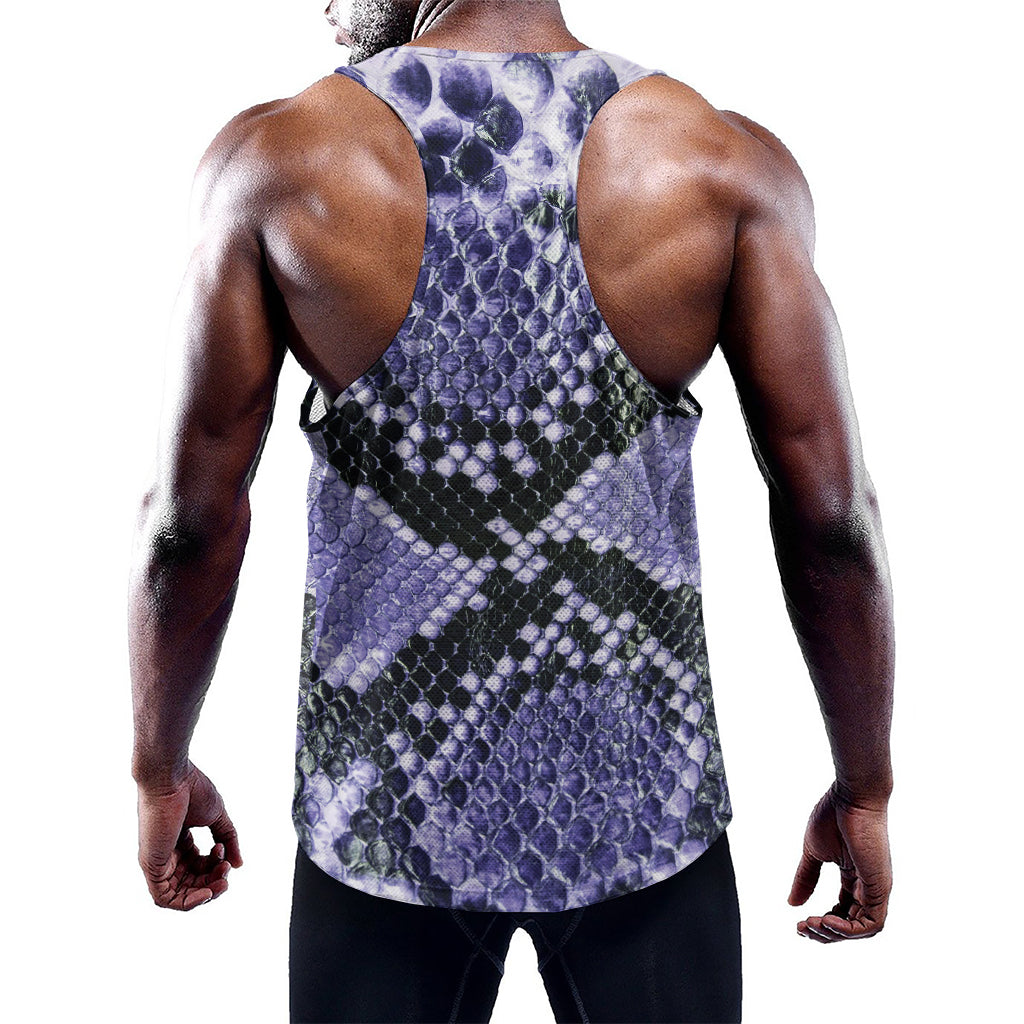 Blue And Black Snakeskin Print Training Tank Top