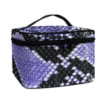 Blue And Black Snakeskin Print Travel Makeup Bag