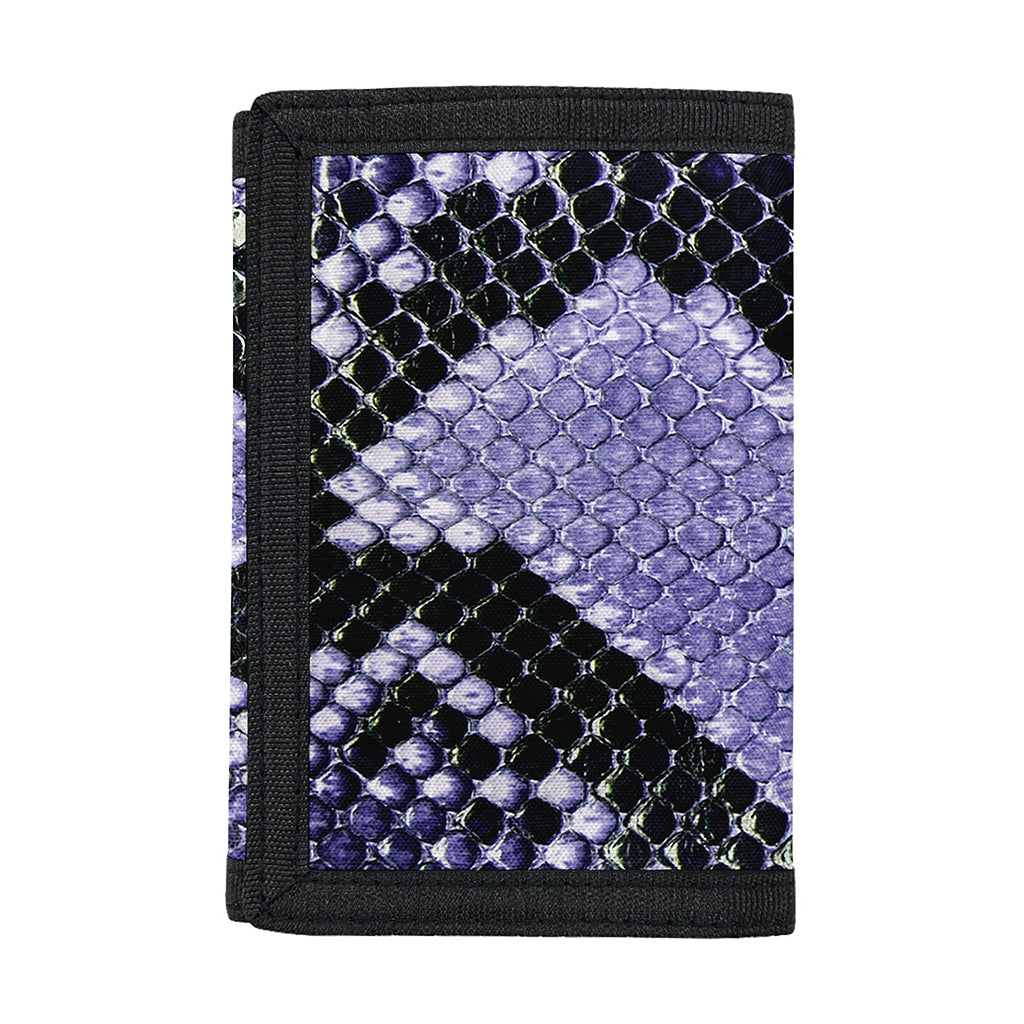 Blue And Black Snakeskin Print Trifold Wallet