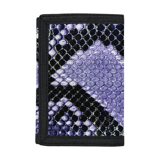 Blue And Black Snakeskin Print Trifold Wallet