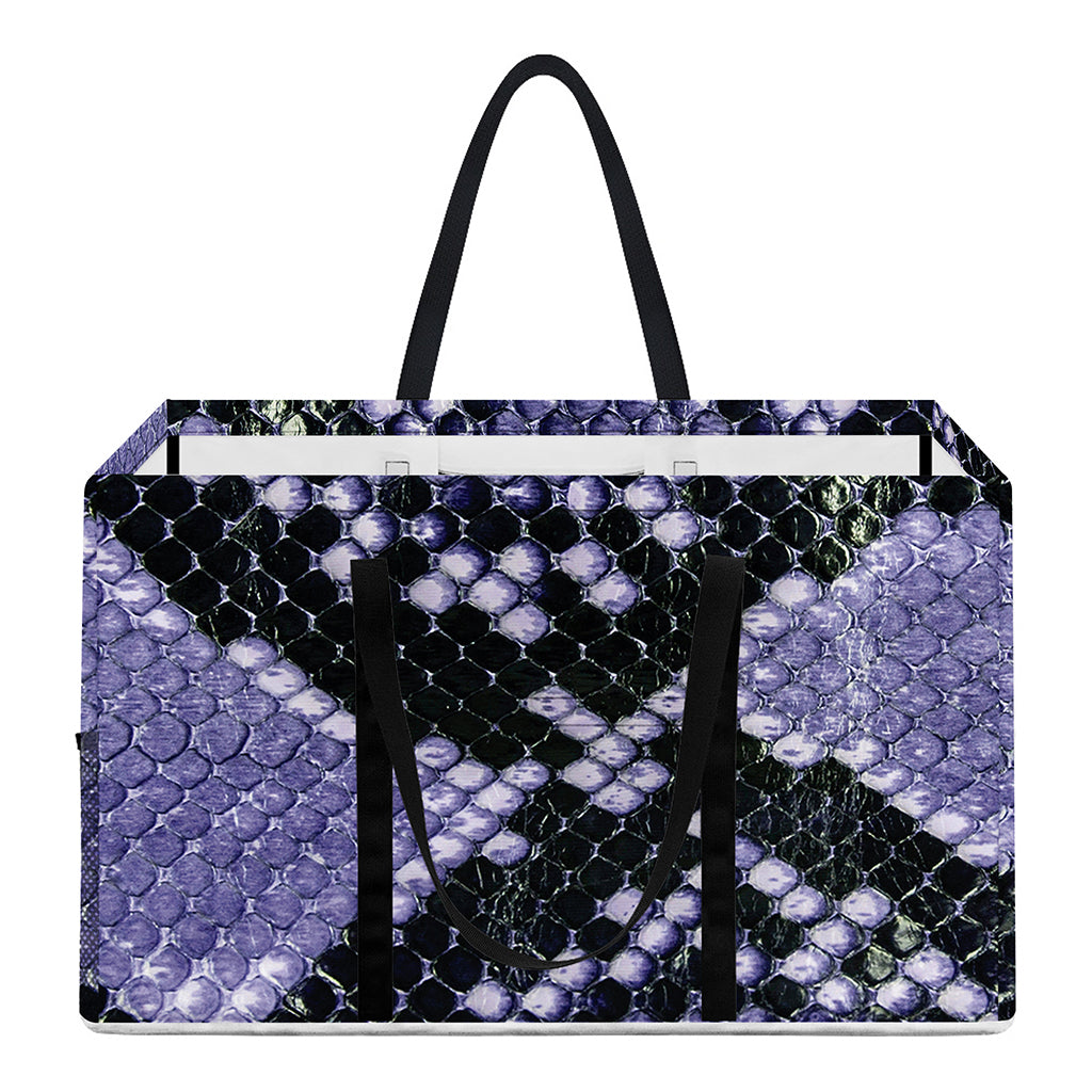 Blue And Black Snakeskin Print Utility Tote Bag