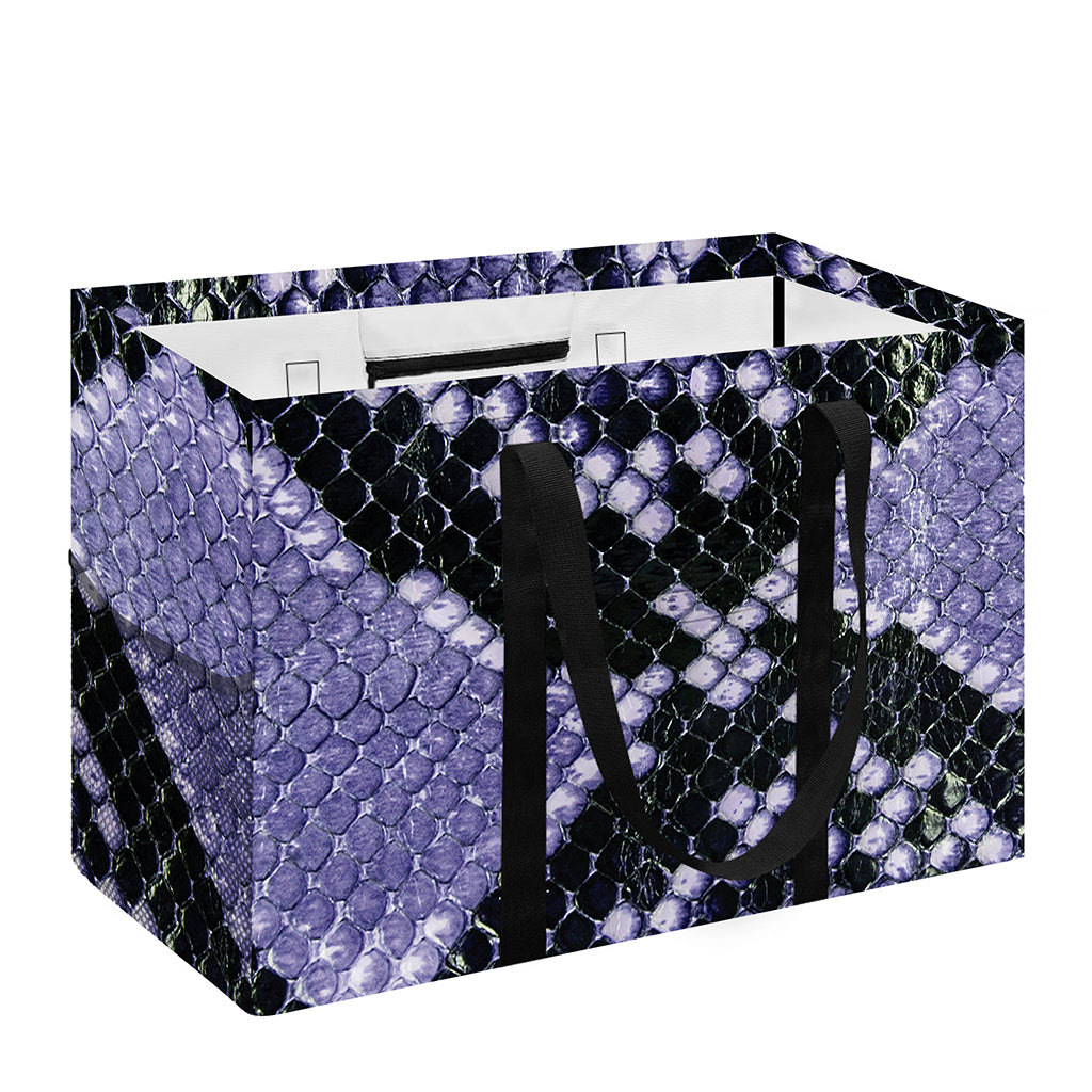 Blue And Black Snakeskin Print Utility Tote Bag