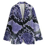 Blue And Black Snakeskin Print Women's Blazer